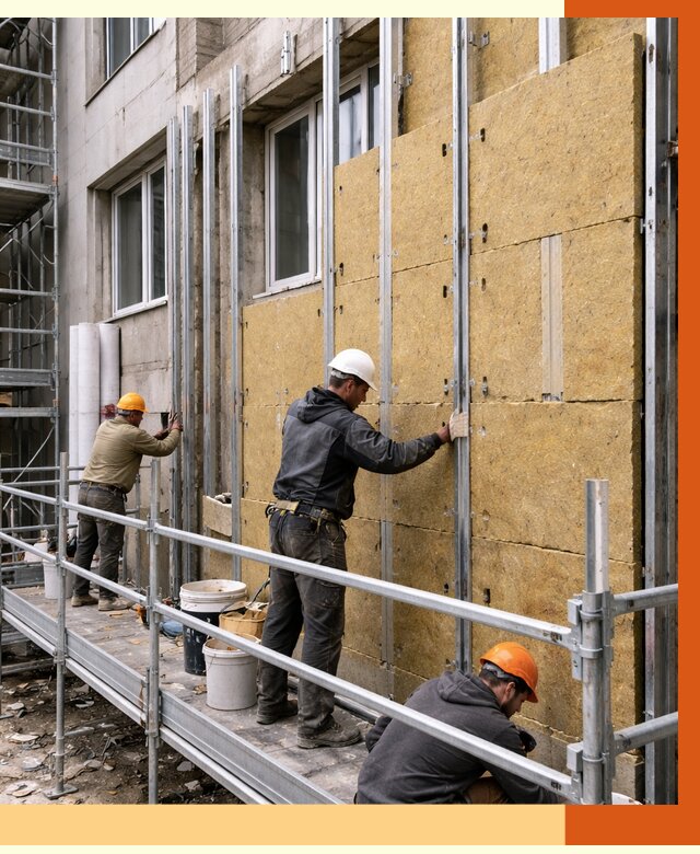 Утепление вентилируемого фасада в Таганроге от 5701 руб/м2 — монтаж и утепление вентфасад | ТепломастерТгн